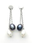 White Gold 18 CT 750 Earrings and River Pearls