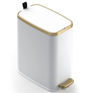 Small Bathroom Trash Can with Lid Soft Close-5L/1.3 Gal Slim Garbage Can-Metal S - Picture 1 of 12
