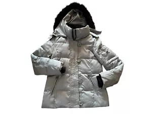 Women’s Zeroxposur Down Puffer Silver Jacket Removable Hood Size Small *read* - Picture 1 of 10