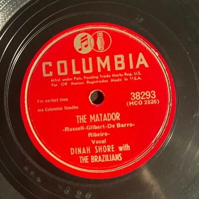 Dinah Shore ‎– The Matador / What Did I Do 10", 78 RPM 1948 Columbia ‎– 38293 - Image 1 of 2