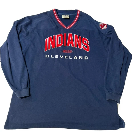 Vintage Lee Sport Shirt Cleveland Indians Long Sleeve V Neck Chief Wahoo Cover