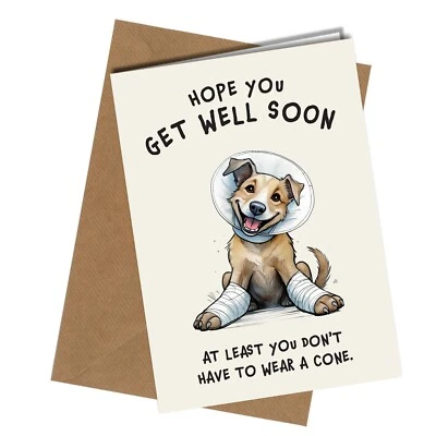 #1675 GET WELL SOON FUNNY GREETING CARD from the dog Women Men Male Female - Image 1 of 2