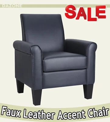 Mejora tu espacio de recepción - Sofá individual de cuero liso elegante Foto 1 de 4