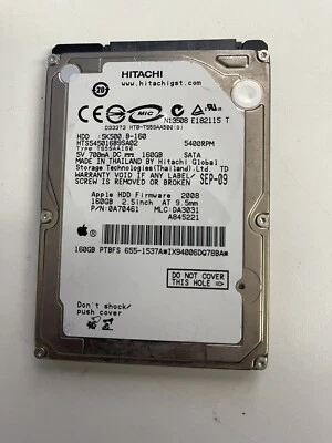 HITACHI 160GB SATA 5K500 B-160 5400RPM HTS545016B9SA02 From Apple HDD - Image 1 of 4