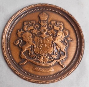 Wappen der kanadischen Provinzprovinzen Kupferbesteck 4-3/8 Zoll breit auf Gusseisenscheibe - Bild 1 von 2