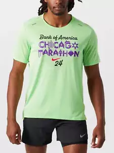 2024 Nike Chicago Marathon Finisher Short Sleeve Shirt Green Men's L FV6329 376 - Picture 1 of 12