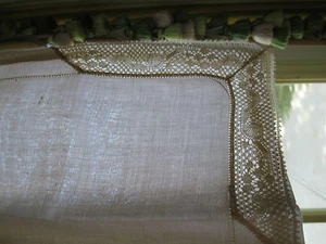 French Pure LINEN  Lace  Embroidery  White Dinner Napkins 8 pc set - Picture 1 of 12