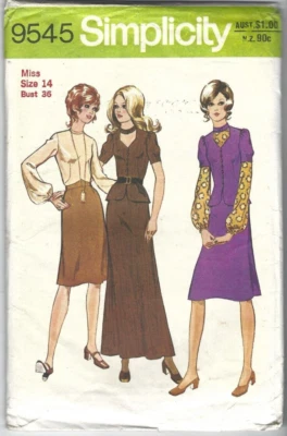 Simplicity Sewing Pattern 9545, Vintage Skirt, Jacket, Blouse Size 14 Uncut Rare - Image 1 of 3