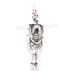 Skeleton Charm Skull Halloween Medical Pendant Charm 3D 925 Sterling Silver .925