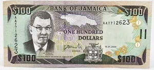 2005 Bank of Jamaica $100 Bank Note Sir Donald Sangster Dunn's River Falls - Picture 1 of 2