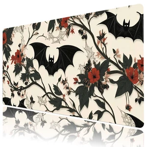Tapis de bureau souris Halloween noir chauve-souris sur rose pour clavier tapis de bureau 31,5 x 15,7 pouces - Photo 1/6