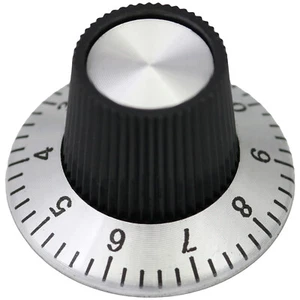 Metal Skirted Number Scale Dial Control Knob With Metal End Cap - 6mm Round Hole - Picture 1 of 4