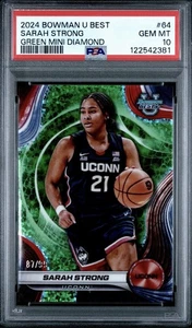 2024 Sarah Strong Bowman U Best #64 Green Mini Diamond 87/99 PSA 10 GEM POP 4 - Picture 1 of 2