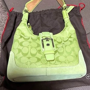 Coach 6823 Hamilton Hobo-Schultertasche limettengrün Jacquard Handtasche Wildleder Canvas JPN - Bild 1 von 19