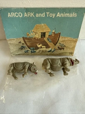 VINTAGE 1970's Toy Arco NOAHS ARK ANIMALS Rhinos - Image 1 of 2