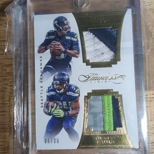 2016 Panini Flawless Russell Wilson and Thomas Rawls /20 Seattle Seahawks Gold - Picture 1 of 2