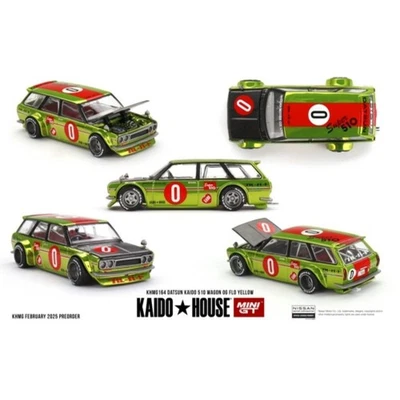 Datsun Kaido 510 Wagon OG Flo Giallo 1:64 Kaido House Mini GT KHMG164 - Immagine 1 di 2