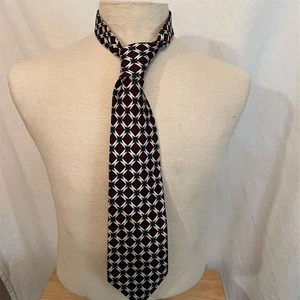 Corbata para hombre Roundtree & Yorke patrón geométrico de seda multicolor cosida a mano carrera - Imagen 1 de 7