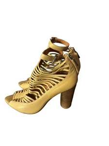 Rebecca Minkoff Camel Strappy High Heel Leather Cage Shoes Pumps Shoes 6M - Picture 1 of 15