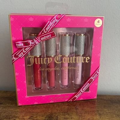 New Juicy Couture 4 Pck Lip Gloss Makeup Cosmetic Rhinestone Cherry Sugar Cute - Image 1 of 2