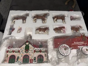 2014 Hawthorne Village Budweiser xilografia scuderia e Clydesdales RARO - Foto 1 di 11