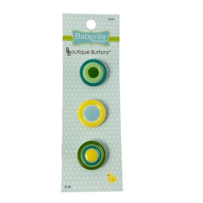 Dritz Babyville Boutique Buttons Green Yellow Circles 35053 3 Pc - Image 1 of 4