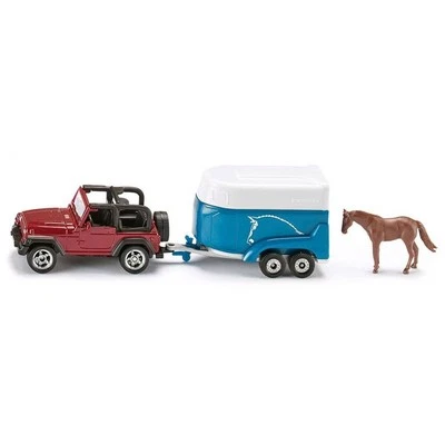 SIKU Jeep with Horse Trailer - 1:87 Scale - S161651 - EQUESTIAN TOY DIECAST - Image 1 of 4