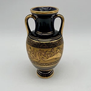 Spyropoulos Hand Made 24K Gold Trim Vase Urn Dolphin Serpent Seahorse Beautiful - Picture 1 of 14