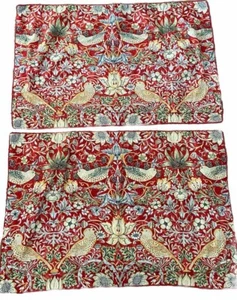 William Morris Strawberry Thief Crimson 31" Queen Size Pillow Shams Morris & Co - Picture 1 of 8