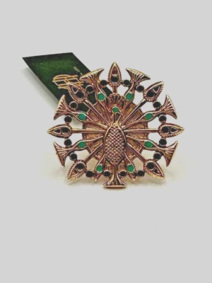 Anillo House of Harlow 1960 Nicole Richie dorado esmalte pavo real talla 6 Foto 1 de 4