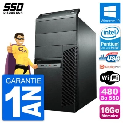 Pc Tour Lenovo Thinkcentre M92P Pentium G2020 Ram 16Go Ssd 480Go Windows 10 Wifi - Imagen 1 de 4