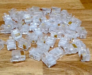 50 RJ11 RJ12 6p6c Crimp Plug Ends ADSL VDSL Cable Connector Plug Telephone 6Pin - Picture 1 of 2