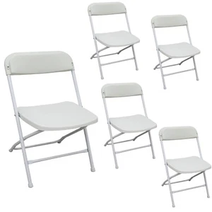 Enhanced Plastic Folding Chairs Wedding Party Event Stackable Dining Chair White - Picture 1 of 22