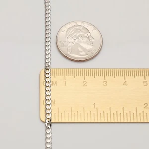 Cadena de collar cubano de oro blanco macizo de 10K 3,0 mm 16-30" eslabón redondo para hombres y mujeres - Imagen 1 de 3