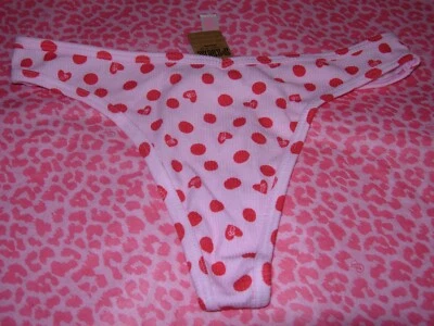 Victorias Secret PINK Sexy Thong String V-Cut Valentine's Polka Dots & Heart NWT - Image 1 of 2