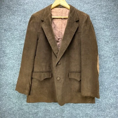 Vtg Pioneer Wear Sport Coat Mens 42 Brown Corduroy Western Jacket Elbow Patch - Image 1 of 4