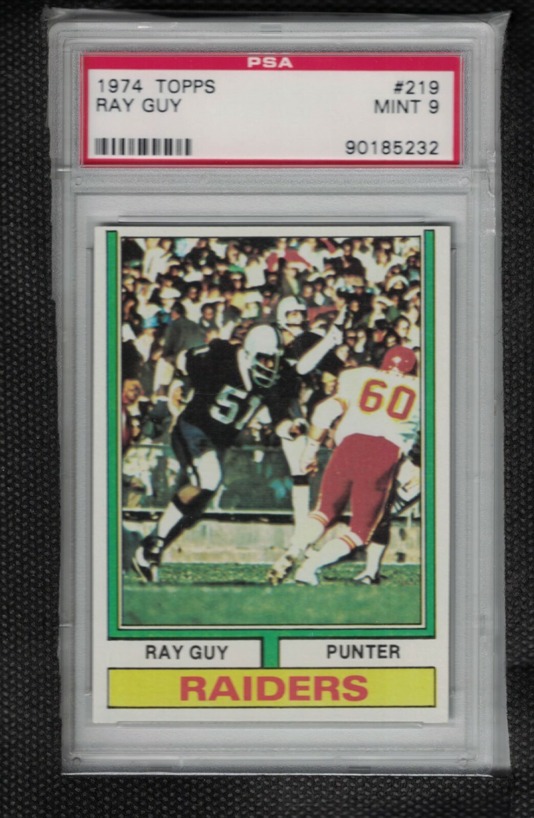 1974 Topps Ray Guy #219 RC Rookie PSA 9 Raiders