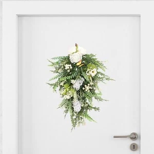 Artificial Flower Teardrop Swag Wreath 20inch Long for Farmhouse Decor - Picture 1 of 5