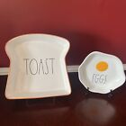 Rae Dunn EGGS Egg-Shaped and TOAST bread shaped Ceramic Plates Set