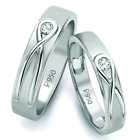 Bezel Set White Moissanite & Real 950 Platinum Luxury Designer Couple Ring Set