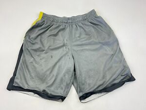 Puma Shorts Size Large L Gray Yellow Pockets Adult Mens Running Runner Workout