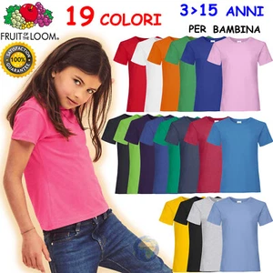 T-SHIRT Bambina FRUIT OF THE LOOM Maglietta MANICA CORTA in COTONE Bimbi NEUTRA - Imagen 1 de 24