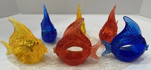 Vintage Set of 6 Tropical Fish Napkin Holder Rings Beach Nautical Ocean Colorful - Picture 1 of 9