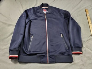 Chaqueta deportiva deportiva deportiva SUPERDRY THE naranja para hombre MEDIANA cremallera completa, bolsillos - Imagen 1 de 8