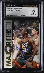 Gary Payton Signed 1995-96 Upper Deck Card #346 Supersonics CGC 9 JSA 10 Auto - Picture 1 of 2