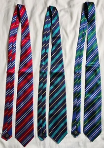 Lot of 3 Dunhill Men's Ties Multicolor Striped Logo Silk Cotton - Picture 1 of 7