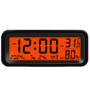 Car Clock Auto Internal Digital Watch Solar Car Clock with Temperature Humidity - Picture 1 of 10