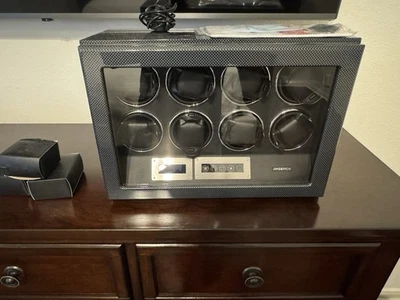 Enrollador de relojes Jins & Vico para 8 relojes, negro, plástico, con luz LED Foto 1 de 4