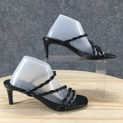Calvin Klein Sandals Womens 5 M Ileyia Slides Black Faux Leather Heels NEW - Image 1 of 4
