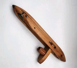 SH 245 Loom Shuttle Antique Wooden Metal Point Tips Cotton Boat Vintage 18" - Picture 1 of 9